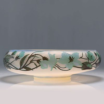 Emile Gallé multi-layer bowl with a frieze of flowers etched with acid