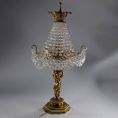 Louis XV style bronze and crystal lamp