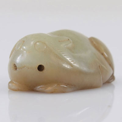 Green jade carved with a rabbit, Ming period or earlier