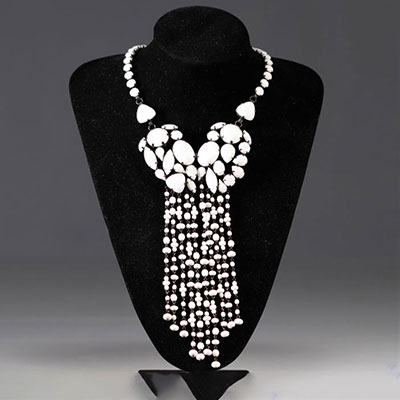 JEAN PAUL GAULTIER Necklace set with white glass paste cabochons