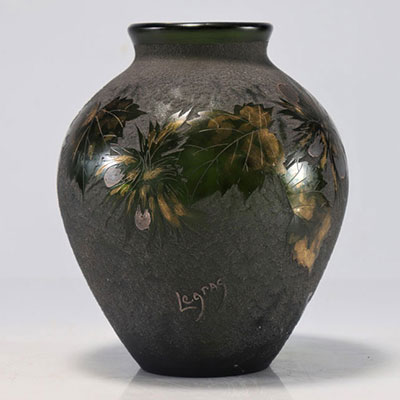 Théodore Legras acid-etched vase with hazel tree motif