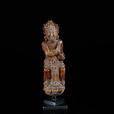 Asie manche de couteau en ivoire sculpté d'une divinité 19ème 