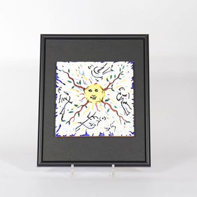 Salvador Dali. 1954. « Le Jeu - Le Soleil Végétal n°3 ». Céramique peinte à la main et émail. Signé 