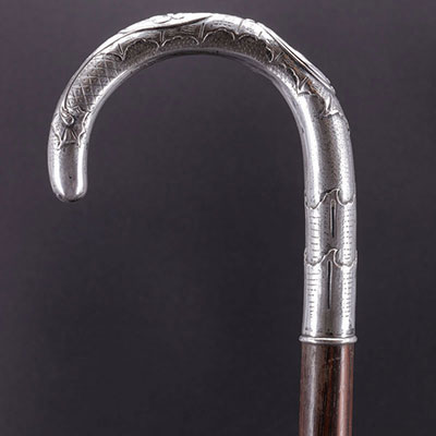 Art Nouveau silver cane knob