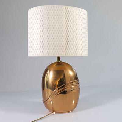 Esa FEDRIGOLLI (1950) Pied de lampe en bronze à patine dorée, 