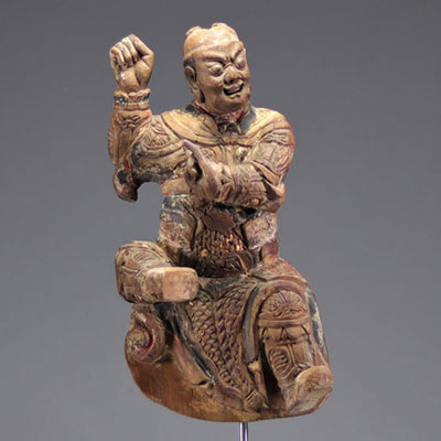 Sculpture Asie en bois sculpté polychrome XVIème
