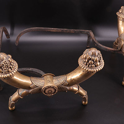 France - pair of bronze andirons  -Art Déco
