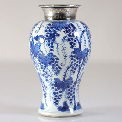 Chinese blanc-bleu porcelain vase decorated with grapes