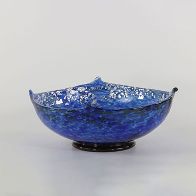 Frères Muller in Lunéville, bowl in silver blue glass