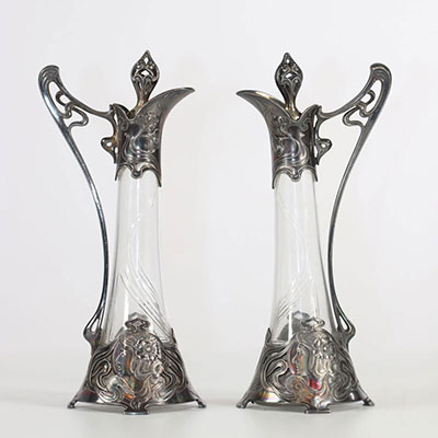 Art Nouveau paire de verseuse richement décorée vers 1900