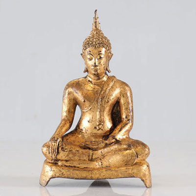 Bouddha thaïlandais en bronze doré XVIIIème