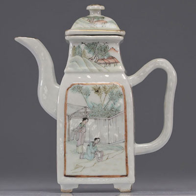 Porcelain teapot decorated with characters from the Chinese Republic period