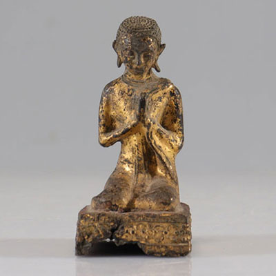 Bouddha en bronze doré XVIIIème ou antérieur