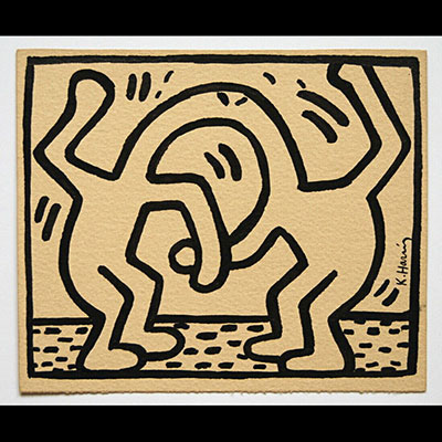 Keith HARING (USA, 1958-1990) Sumi-ink, circa 1985/86. avec certificat. Provenance : - Collection privée belge, - Galeries Defacqz Bruxelles,2011.