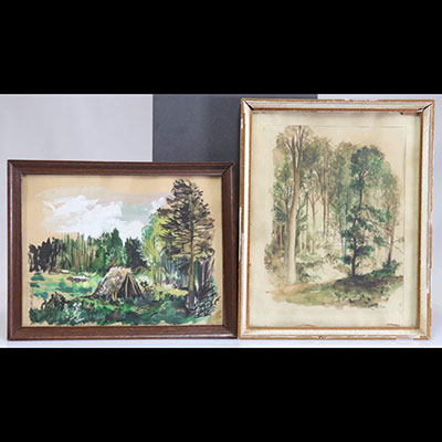 Jean DEBATTICE (1919-1979) watercolors (2) landscapes