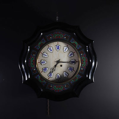 France horloge mural Napoléon III bois avec incrustations 19ème 