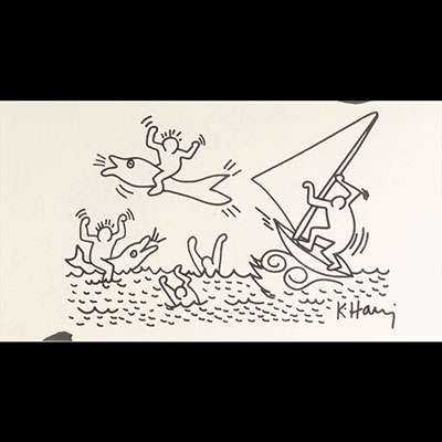 Keith Haring. Circa 86 « Les surfeurs et les dauphins ».