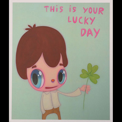 Javier Calleja. “This is your Lucky Day”. Invitation card from the Almine Rech gallery, Paris, for Javier Calleja's exhibition from June 2 to 5, 2022.