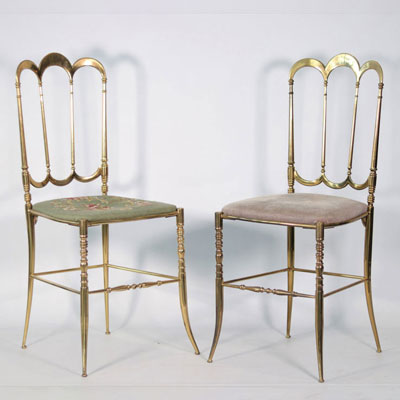 4 70's Nap III style brass chairs