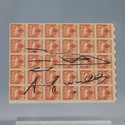 Andy Warhol (attributed to) - 30 U.S. Postage Stamps 30 U.S. postage stamps. Signed & stamped,