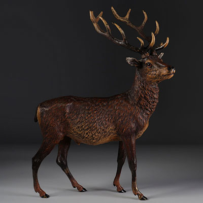 Large Vienna bronze stag mark of Bergman early 20th century
