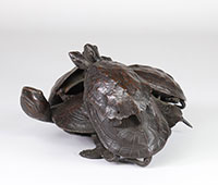 Japon groupe de tortues en bronze 19ème ex collection De Vestel Georges