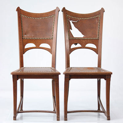 GUSTAVE SERRURIER-BOVY (1858-1910) pair of Art Nouveau chairs