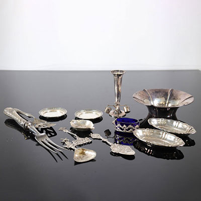 Lot of various objects in solid silver