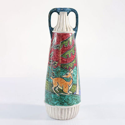 ERIK PLOEN (1925-2004) - Vase en grès décor de femme et agneau