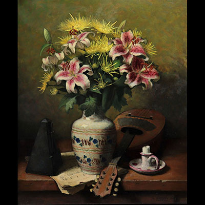 Angeli GUERINO (1926), HST, Flowers And Mandolin