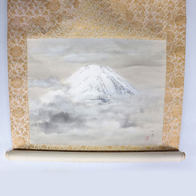Painted scroll of a mountain Japan.