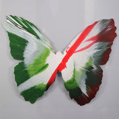 Damien Hirst. 2009. Papillon. Spin Painting, acrylique sur papier. Cachet de la signature «Hirst» au dos. Cachet «HIRST» embossé