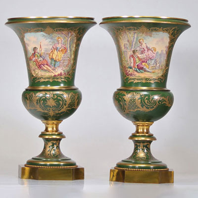 Large pair of Sèvres porcelain vases