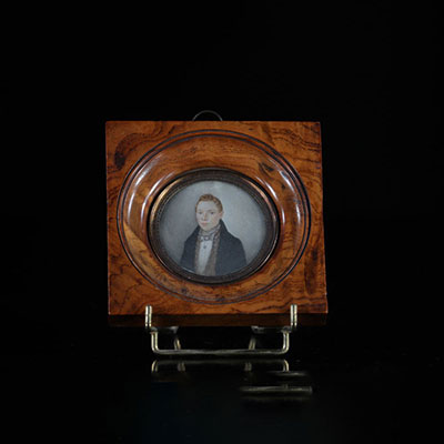 France miniature sur ivoire portrait de jeune homme Napoléon III 
