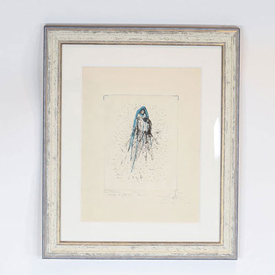 Salvador Dali 1965 La Vierge de la série « Les signes du zodiaque » Epreuve unique, bon à tiré. Gravure et pochoir en couleurs sur Rives