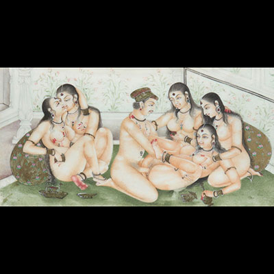 Miniature on ivory erotic scene - India - early 20th C.