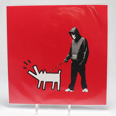 Banksy. (d'après - after). Vinyle (Rouge) du groupe Choose you weapon -Apes on controlBarking dog, 2010.