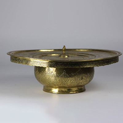 Ottoman richly decorated copper covered basin circa 1900