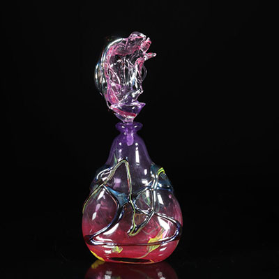 Marcel SABA master glassmaker 20th century blown glass bottle