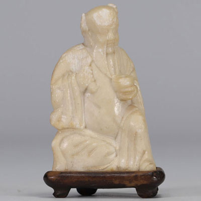 Chine - petite statue en pierre représentant Shou-lao de l'époque Qing (1644-1912) 