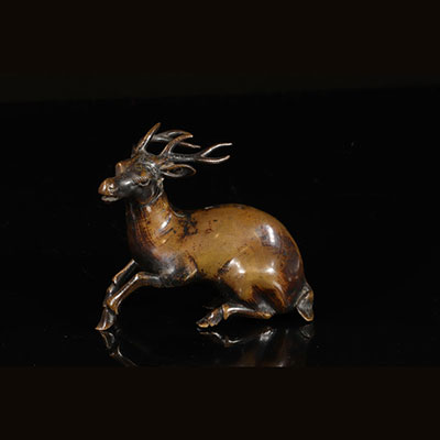 日本-铜制鹿形砚滴-19世纪