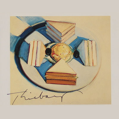 Wayne THIEBAUD (USA, 1920)Dédicace au feutre sur une carte d'exposition, Circa 2005/2010