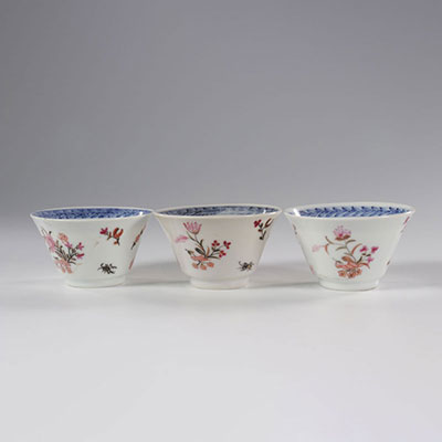 Lot of three famille rose china 18th century bowls.