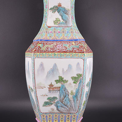 CHINA - big porcelain  vase - landscapes scenery