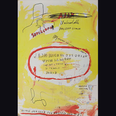 Jean Michel BASQUIAT (USA, 1960-1988) Dedication in marker on silkscreen poster of Supercomb exhibition in 1988 at the Yvon LAMBERT gallery