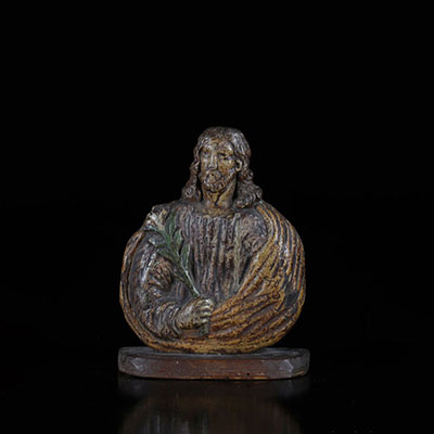 France Christ en bois sculpté polychrome 18ème