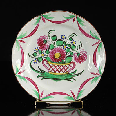 Les Islettes France Plate with basket decoration. 19th