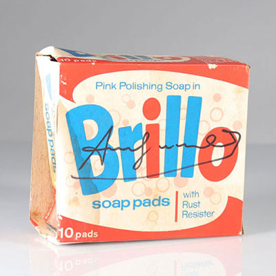 Andy Warhol - Savons à polir roses Brillo signés en Marqueur noir Boîte Brillo en carton