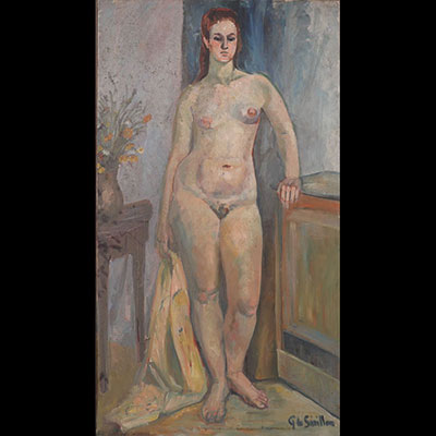 Ghislaine de Secillon (1925-2015) Liège school Large oil on canvas 