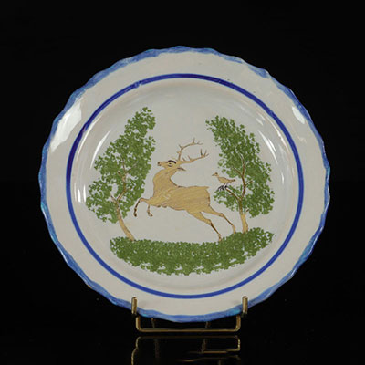 Waly France Plate with leaping deer. 19th -